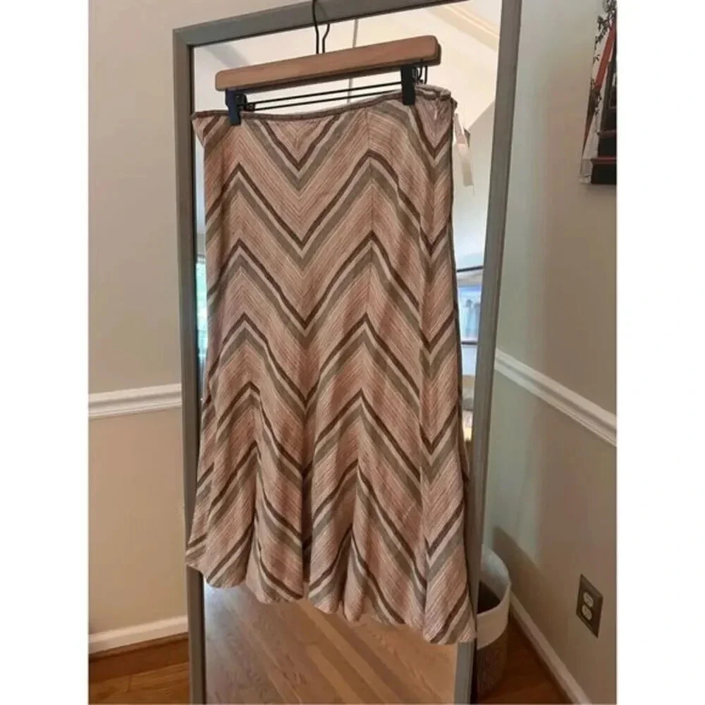JM Collection Linen MIDI Skirt Size 14 Petite NWT
